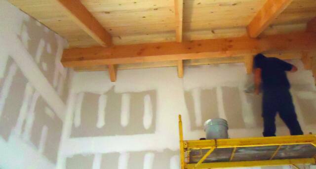 log home drywall finishing