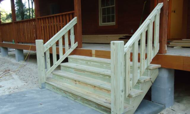 cypress log home stairs