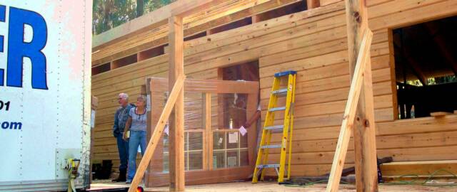 log cabin window delivery