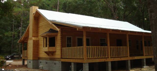 log cabin kit fireplace install