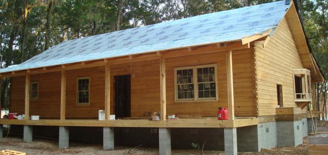 log home window install