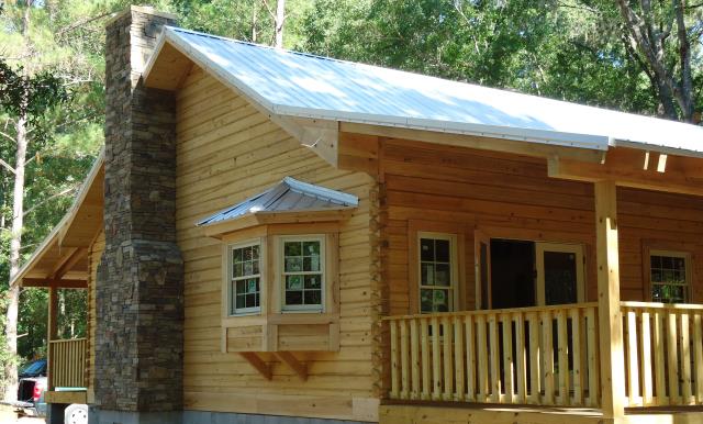 cypress log cabin galvalume roof